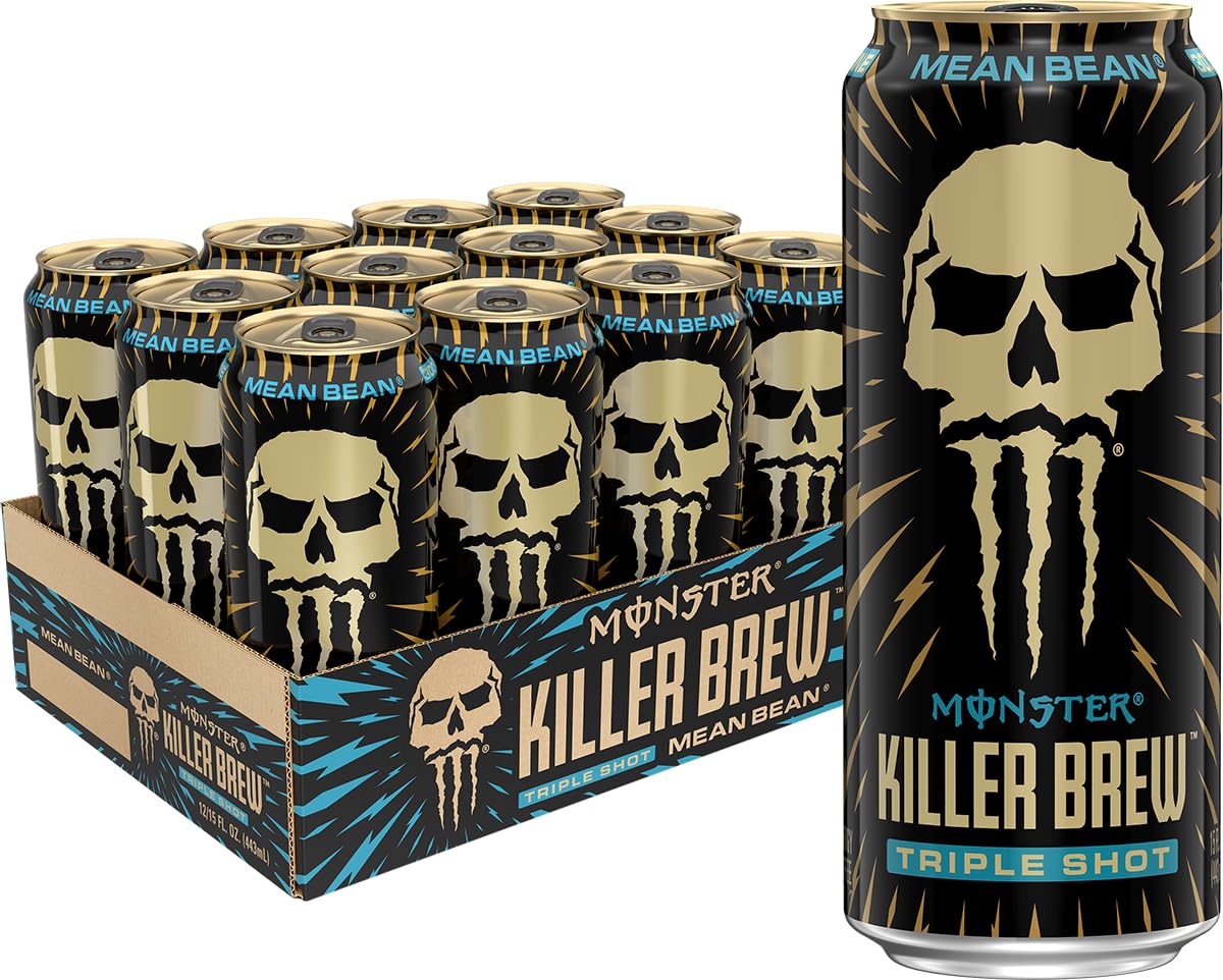 Monster Killer Brew Mean Bean front can showing label and size benefit: clear product ID