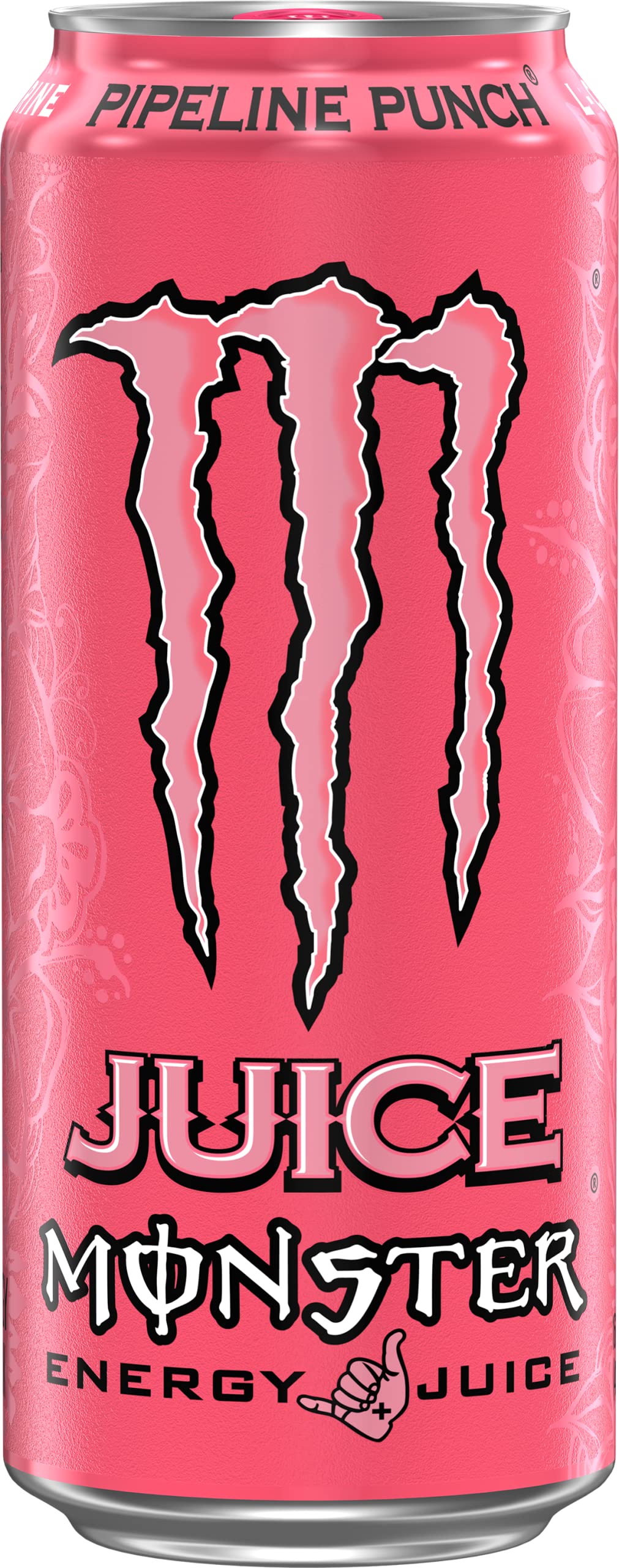 Monster Pipeline Punch close-up of can surface emphasizing vibrant color and texture