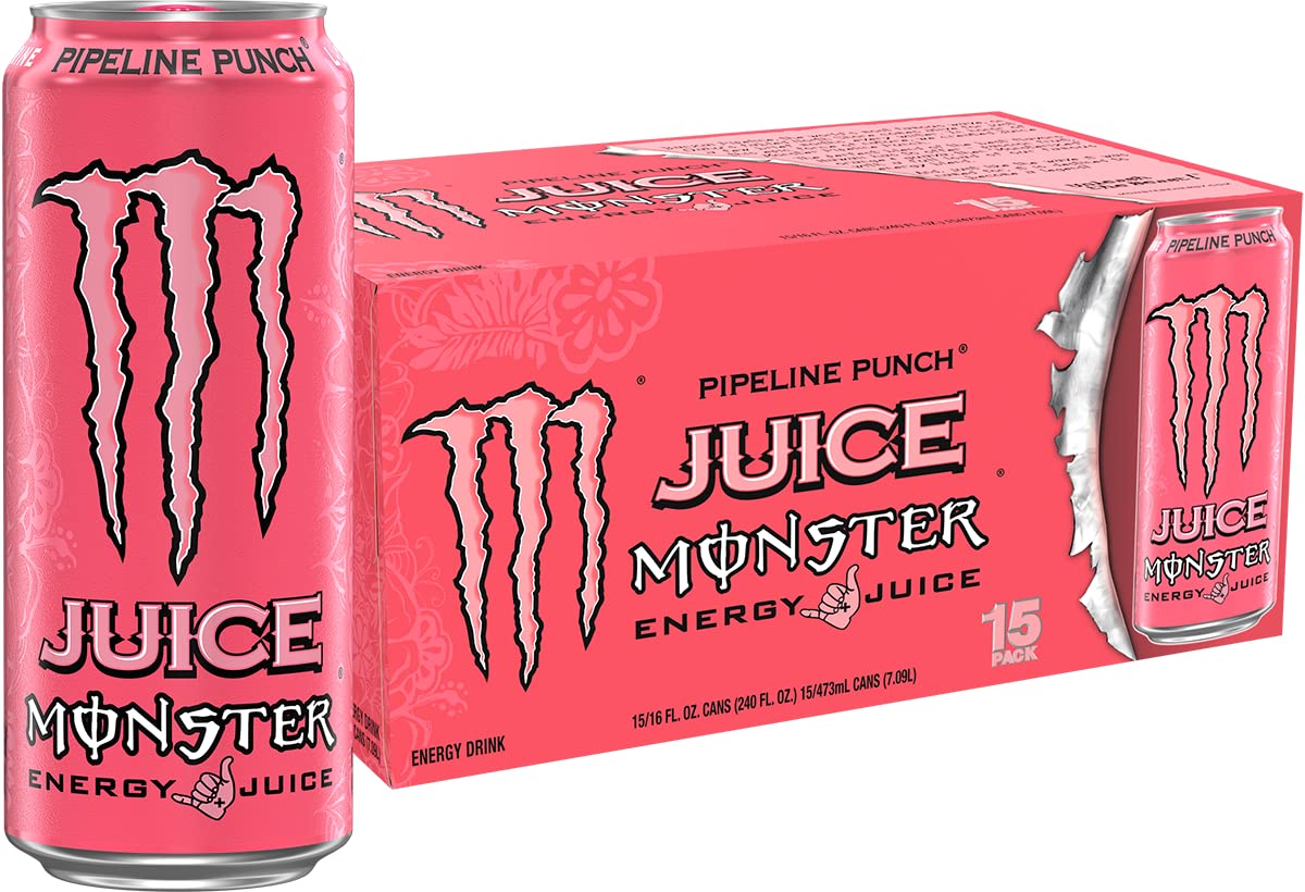 Monster Pipeline Punch front can showing label and tropical design for visual appeal