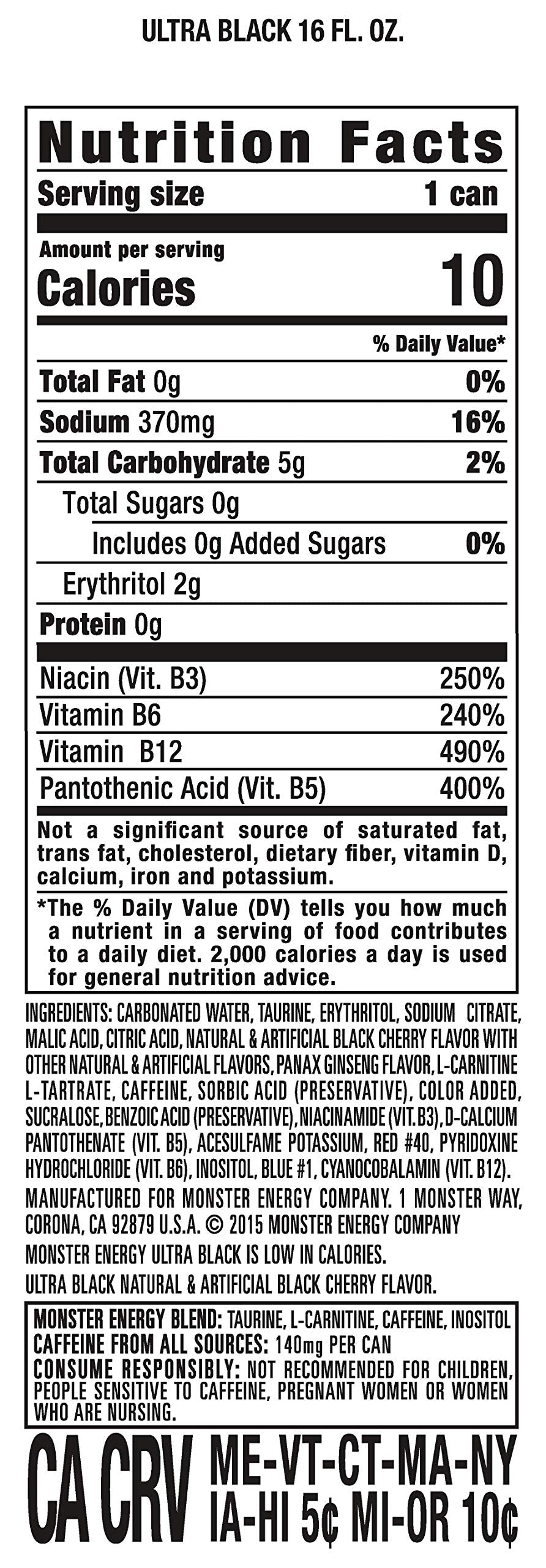 Monster Ultra Black 15-pack in fridge, convenient stock for quick energy