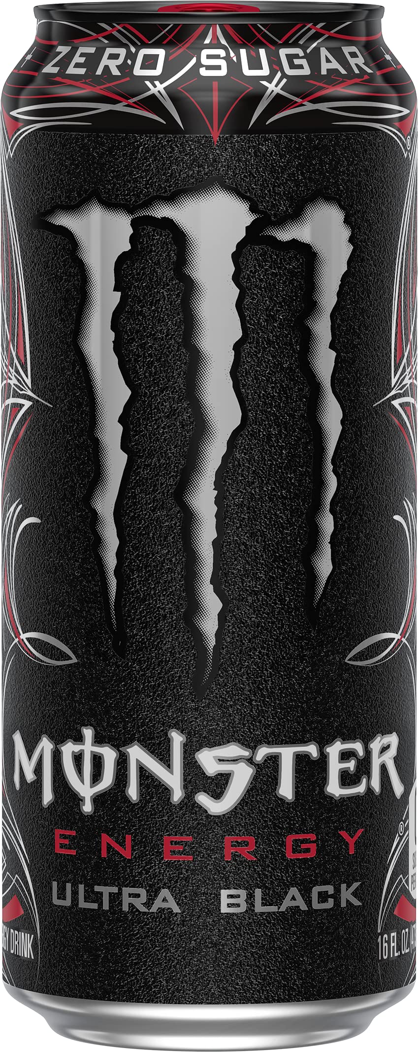 Monster Ultra Black close-up of can texture and crisp black cherry appeal