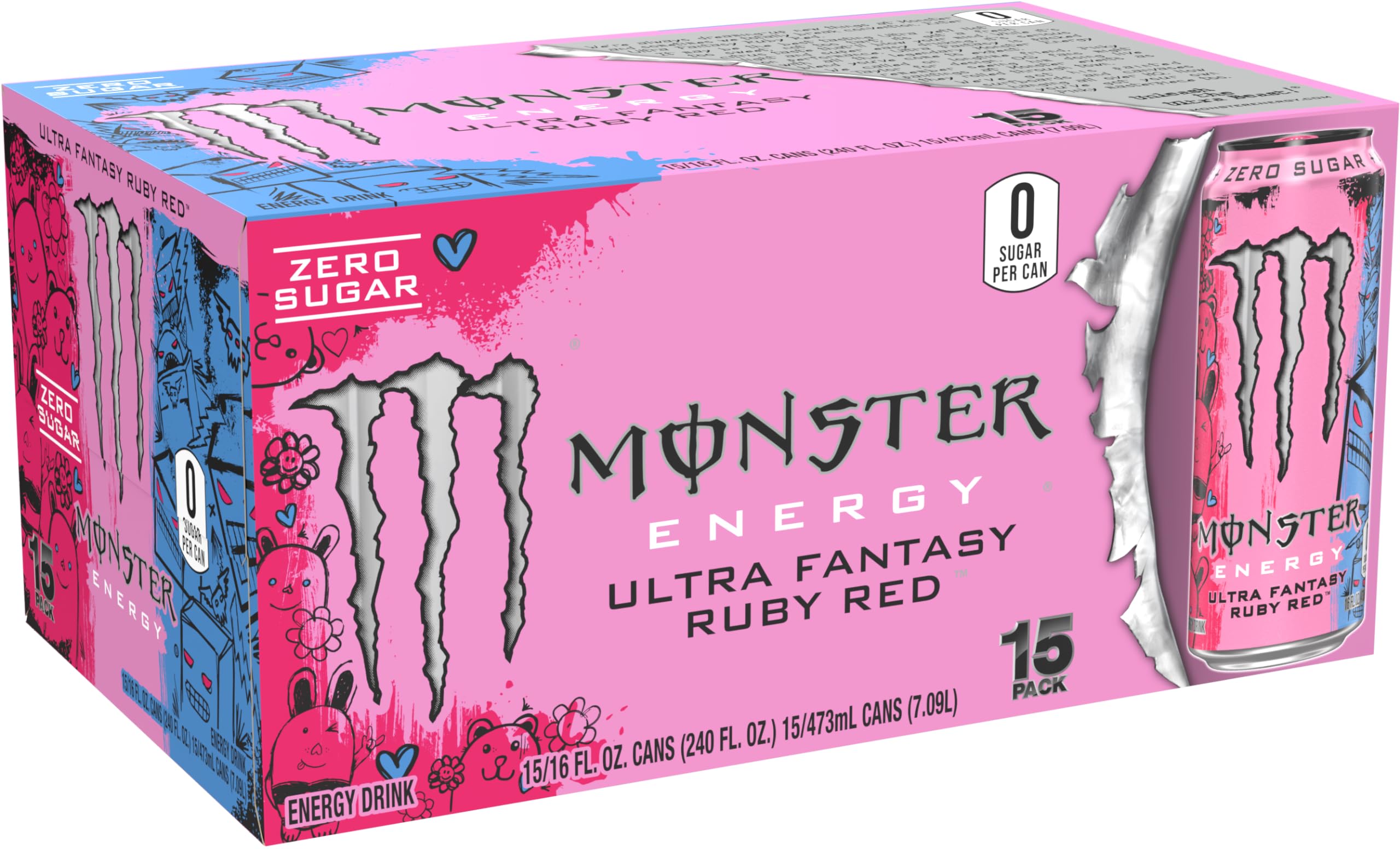 Monster Ultra Fantasy Ruby Red close-up label highlighting design detail