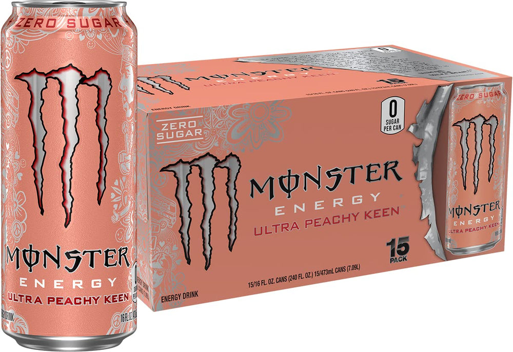 Monster Ultra Peachy Keen front packaging showing can design and refreshing peach appeal