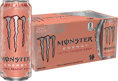 Monster Ultra Peachy Keen front packaging showing can design and refreshing peach appeal