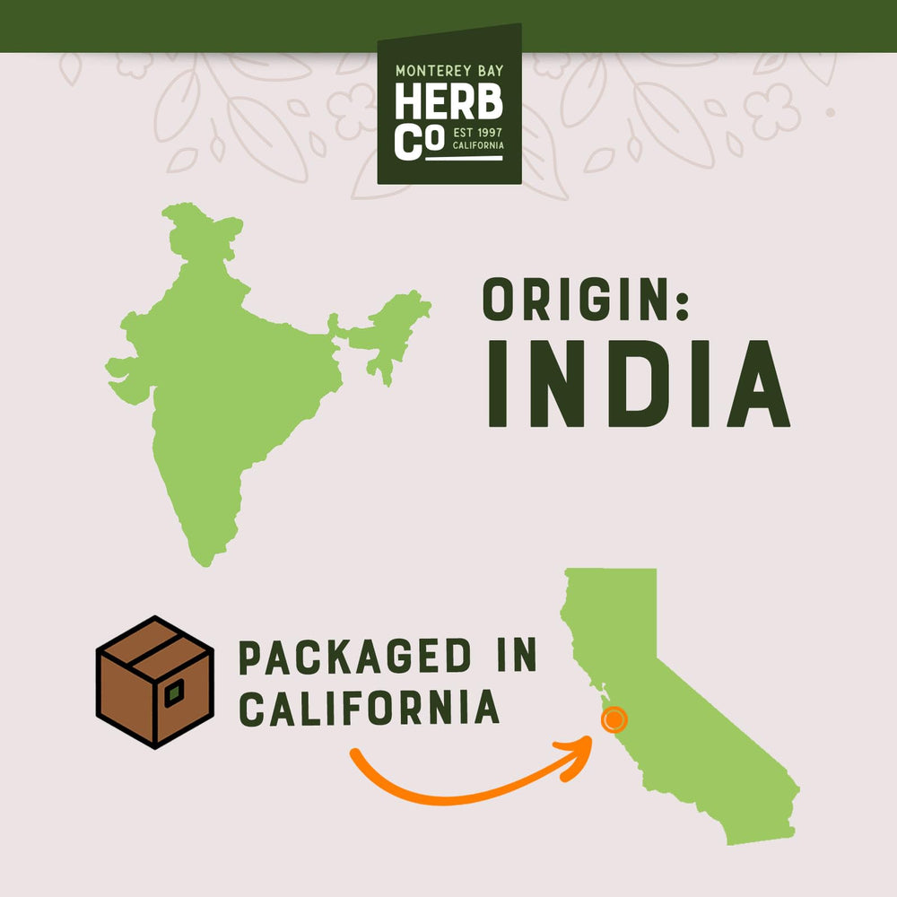 MONTEREY BAY HERB CO brewing setup with French press and granules to demonstrate easy preparation