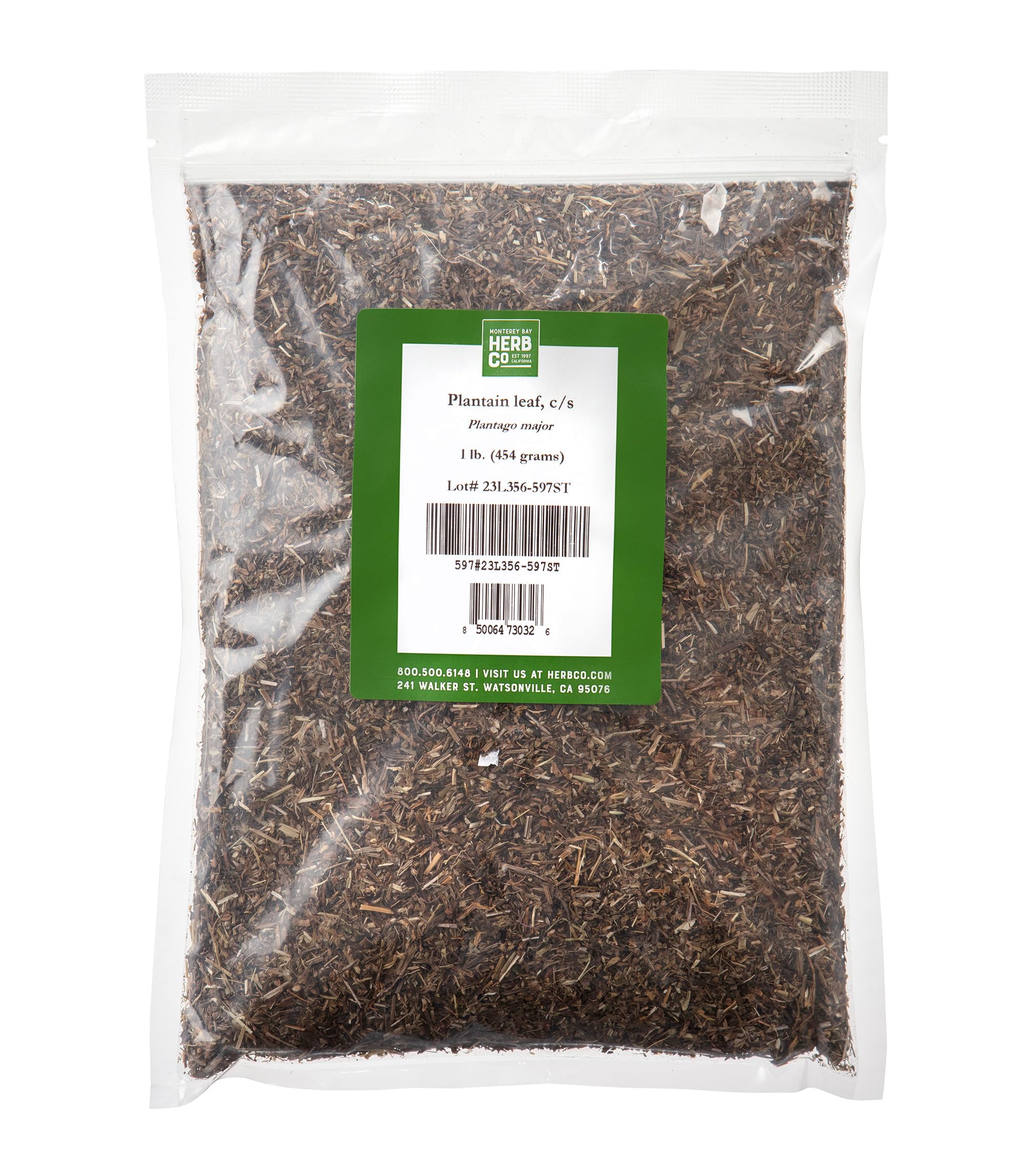 MONTEREY BAY HERB CO front packaging showing 1 lb bag and label, clear ingredient view