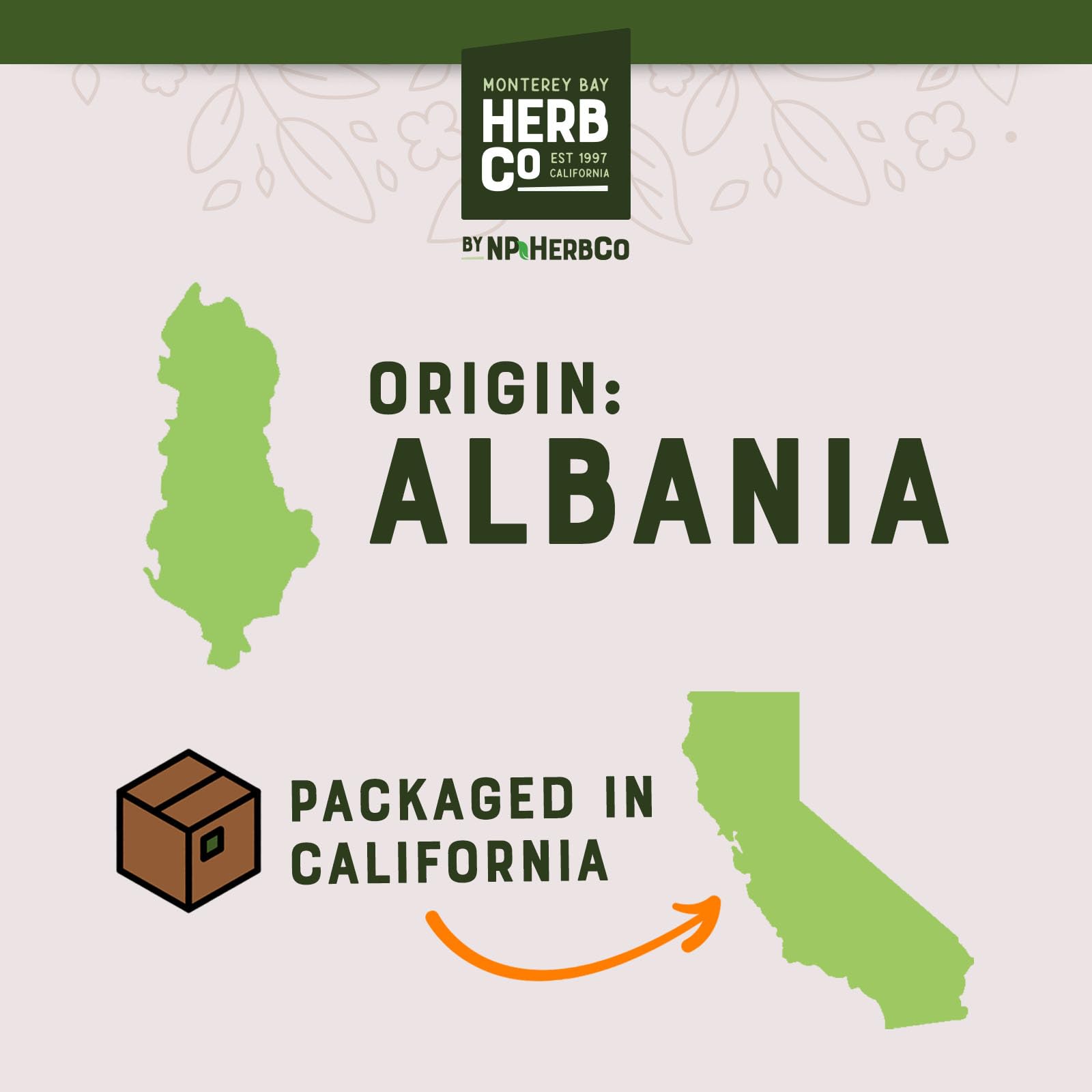 MONTEREY BAY HERB CO product label with kosher symbol ensuring trusted sourcing