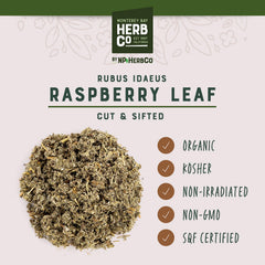 MONTEREY BAY HERB CO brewed raspberry leaf tea in a cup demonstrating soothing beverage use