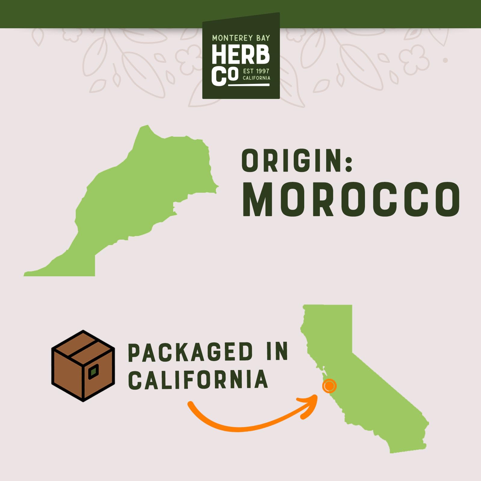 MONTEREY BAY HERB CO label close-up showing USDA Organic and Kosher seals, verifies certification