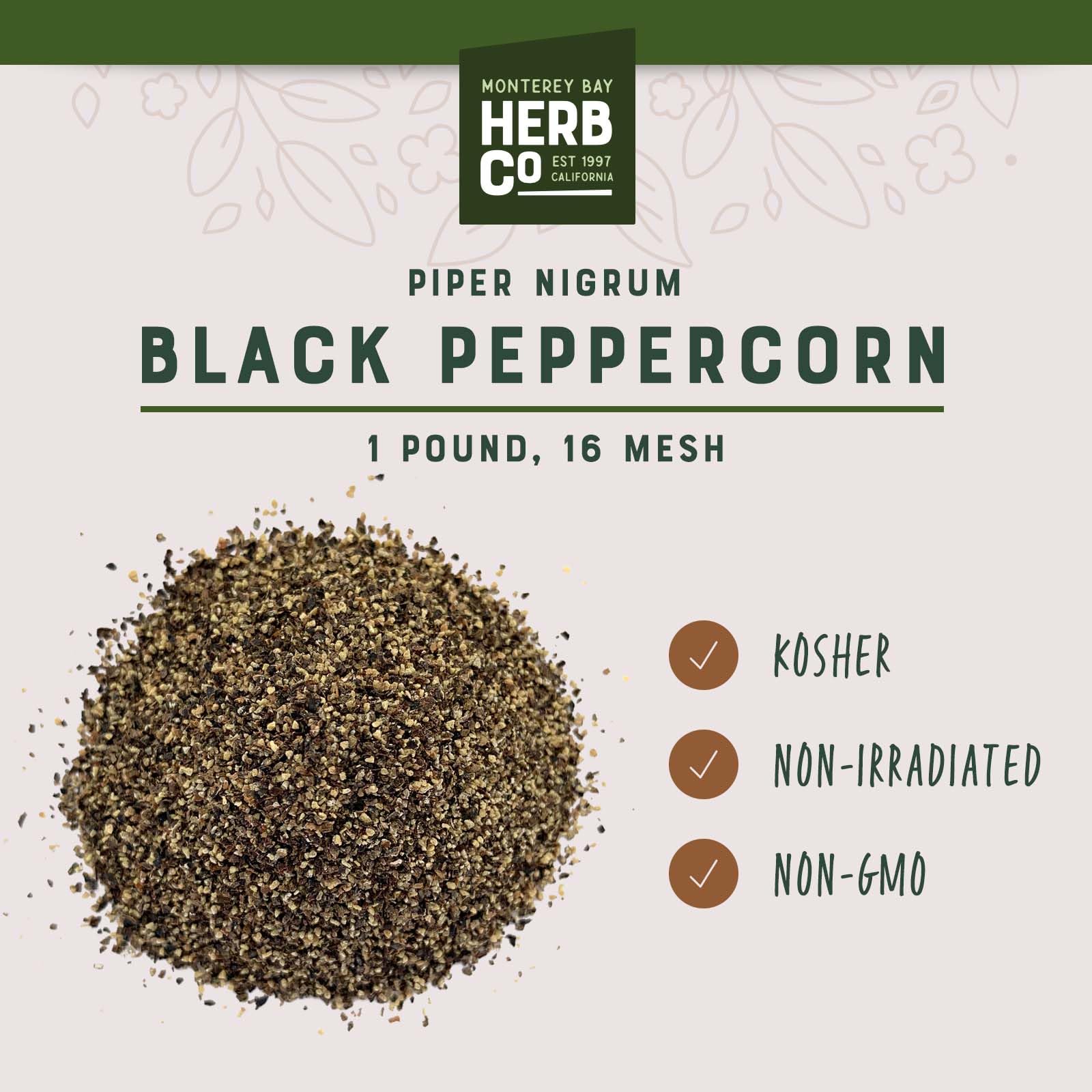 MONTEREY BAY HERB CO pepper in shaker being sprinkled for finishing benefit