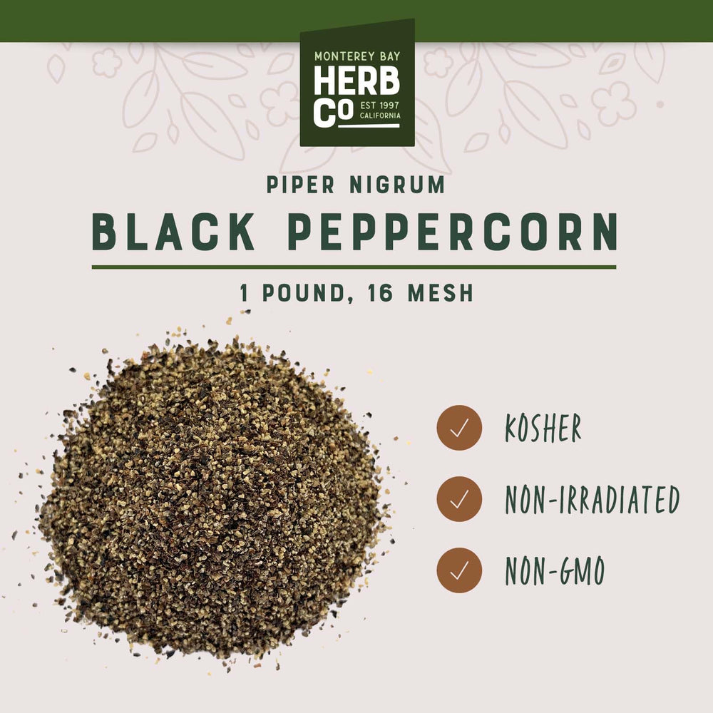 MONTEREY BAY HERB CO pepper in shaker being sprinkled for finishing benefit
