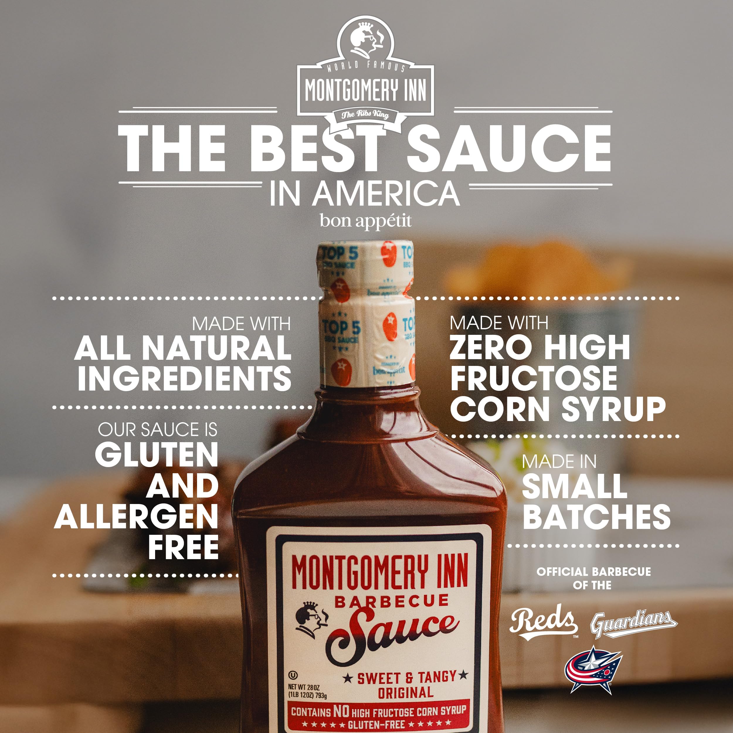 Montgomery Inn sauce texture close-up revealing glossy tomato base and balanced thickness for even glazing