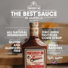 Montgomery Inn sauce texture close-up revealing glossy tomato base and balanced thickness for even glazing