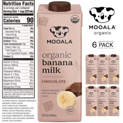 Mooala bananamilk pouring into glass for a creamy, dairy-free option