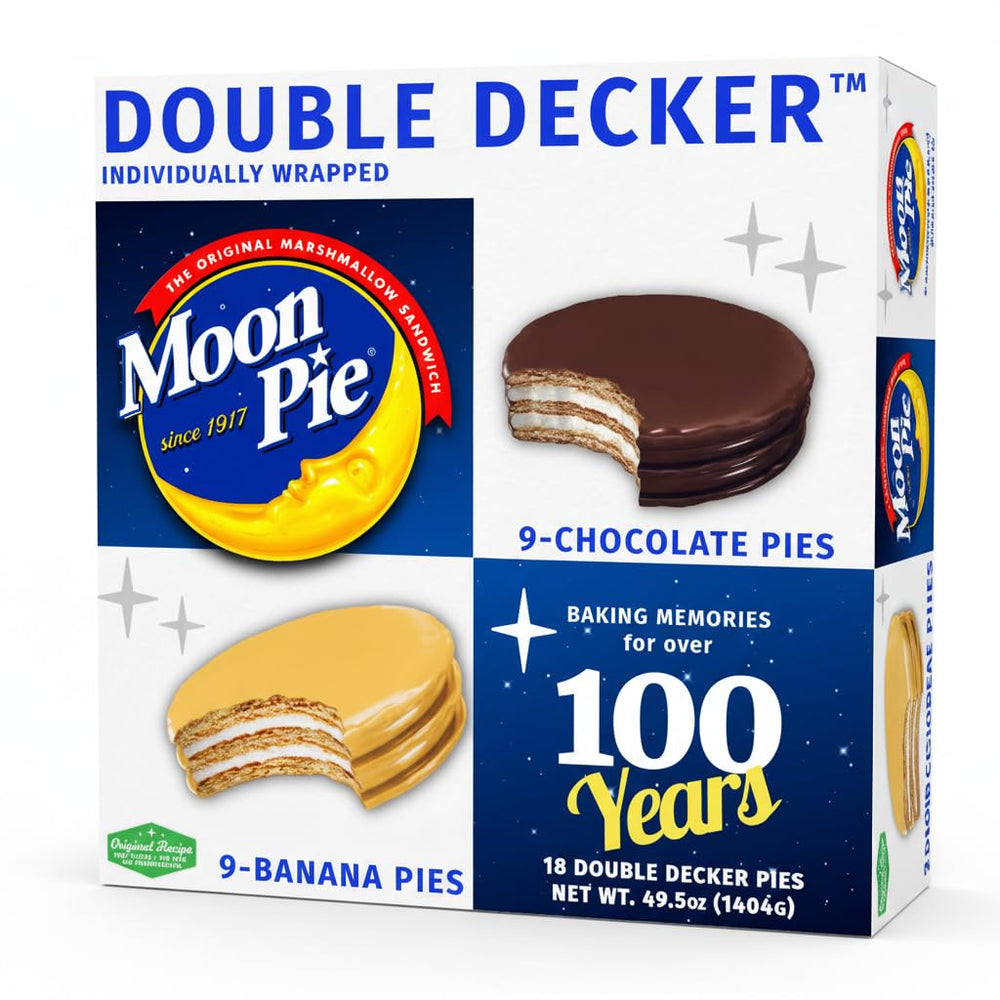 MoonPie front packaging showing Original and Banana variety and convenience
