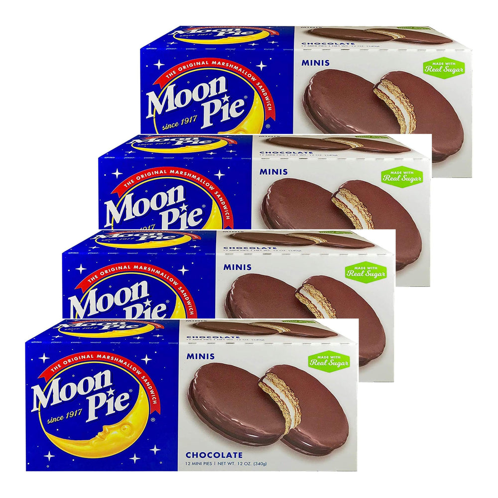 MoonPie front packaging showing 48 individually wrapped minis for convenient snacking