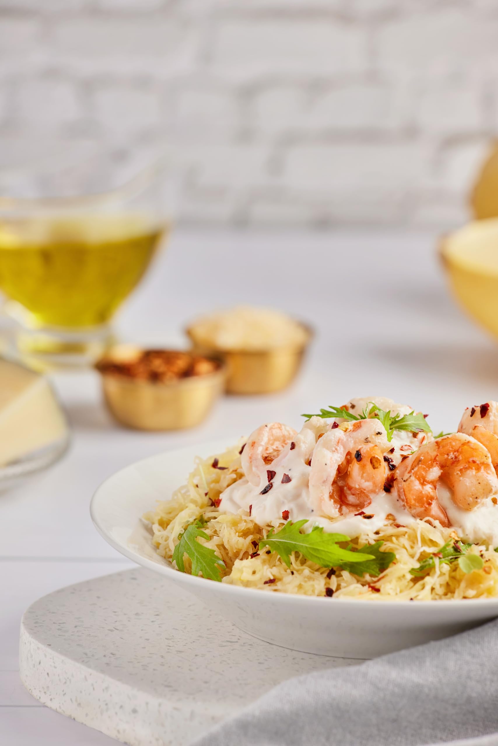 MOONRISE plated squash pasta on dinner table showcasing healthy meal option