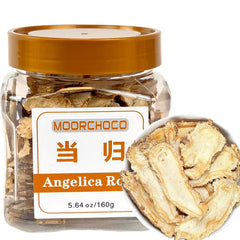 MOORCHOCO front packaging showing 160g Angelica Sinensis, ensures authentic quality