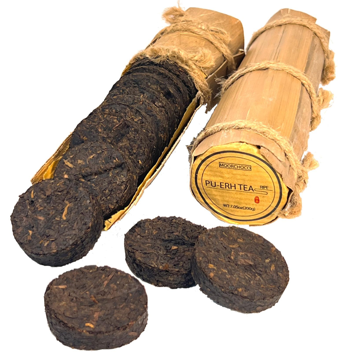 MOORCHOCO front packaging bamboo tube showing traditional protection and portability