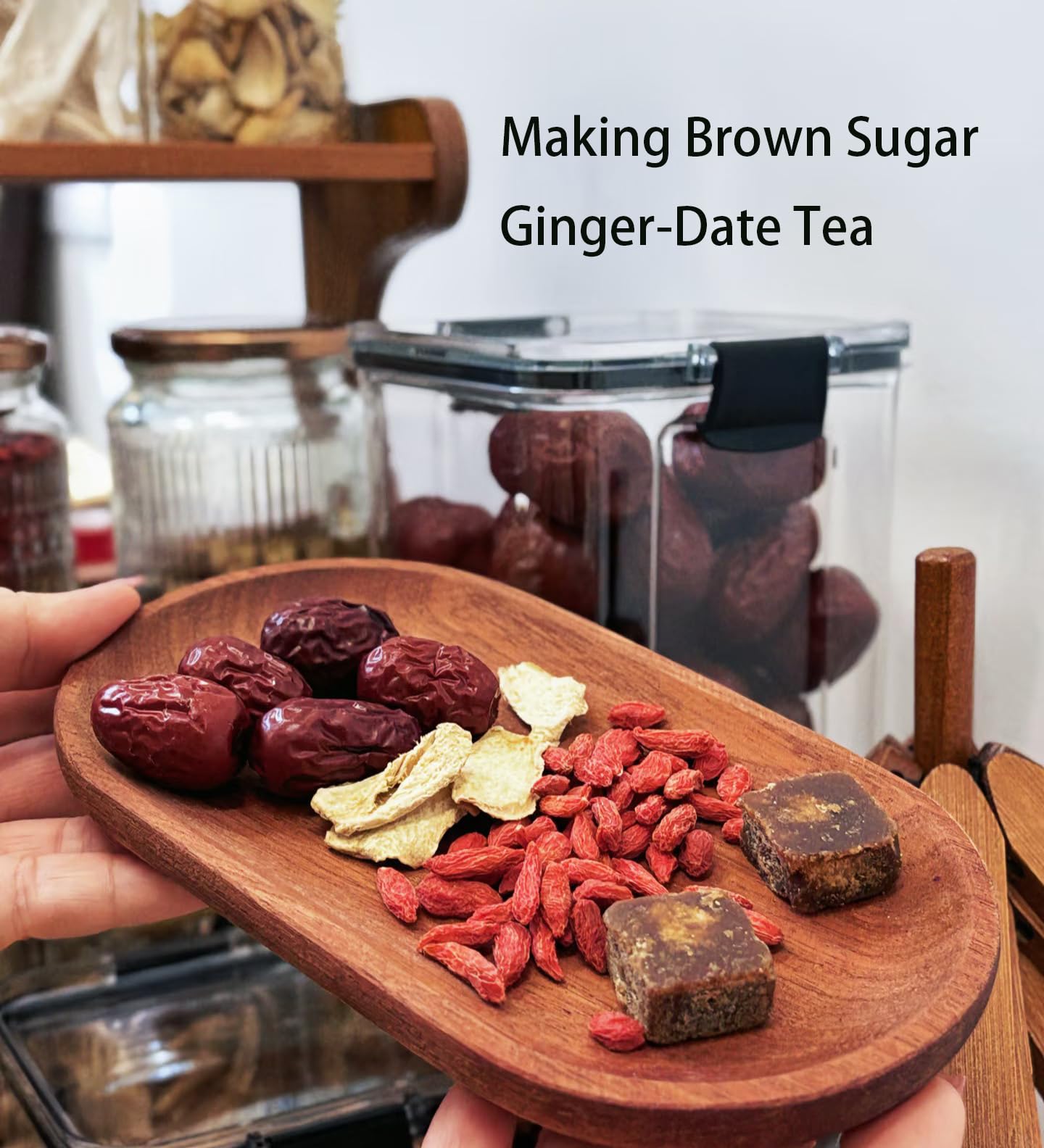 MOORCHOCO dried ginger slices styled in a pantry to show versatile kitchen use and shelf stability