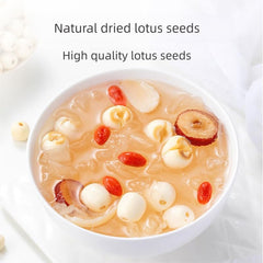 MOORCHOCO cooked lotus seeds in soup bowl illustrating soft texture benefit