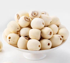 MOORCHOCO lotus seeds soaking in bowl to rehydrate before cooking benefit