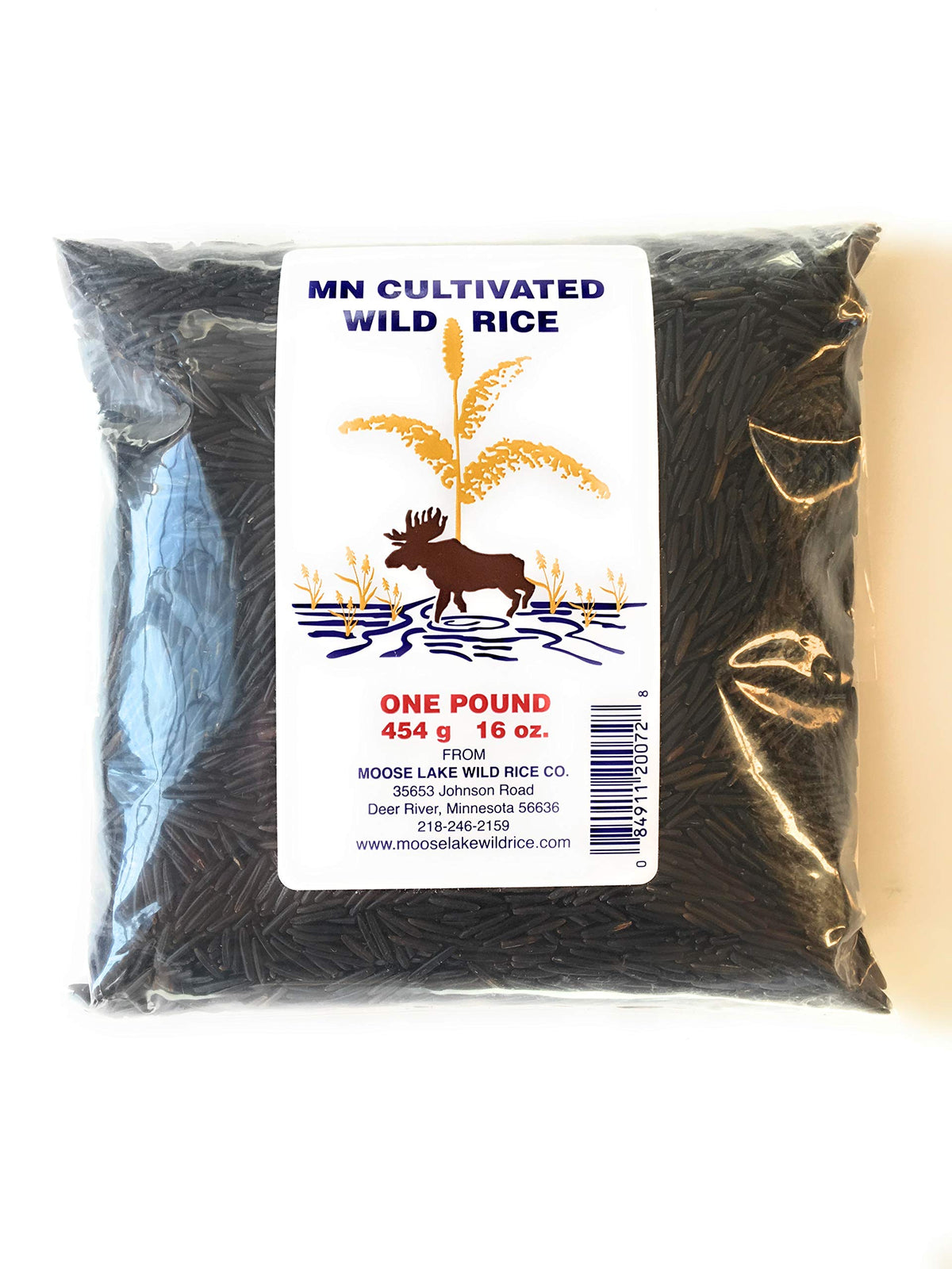 Moose Lake Wild Rice front packaging showing product and weight benefits