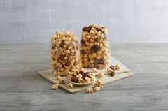Moose Munch whole nuts mixed with popcorn, emphasizes premium ingredients