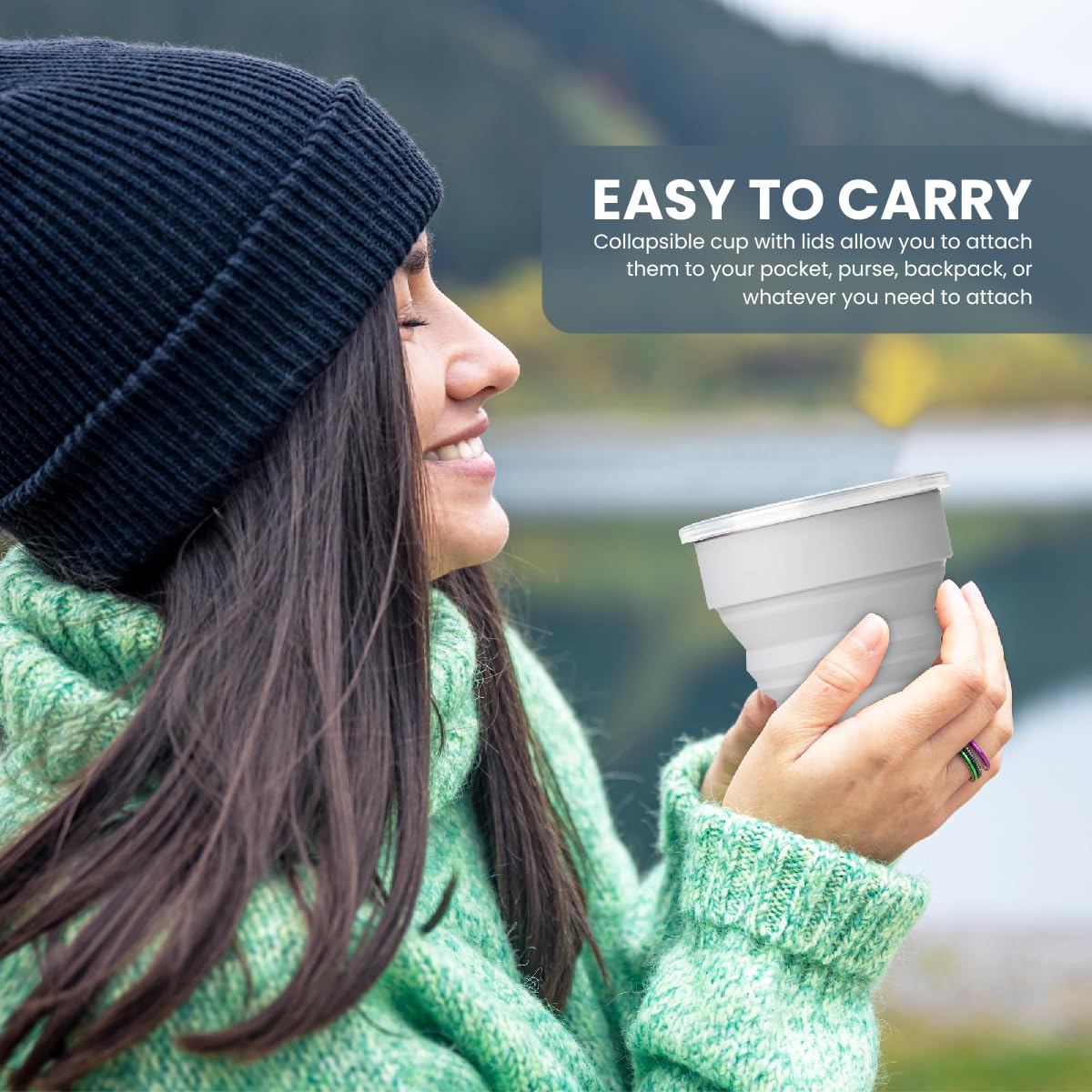 MORALZA silicone cup collapsed for compact storage and travel convenience