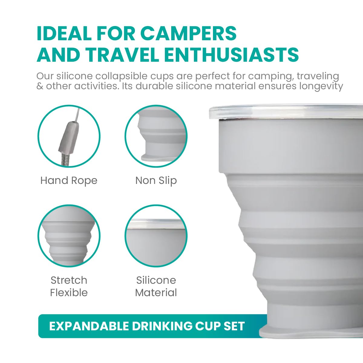 MORALZA silicone collapsible cup expanded for convenient use