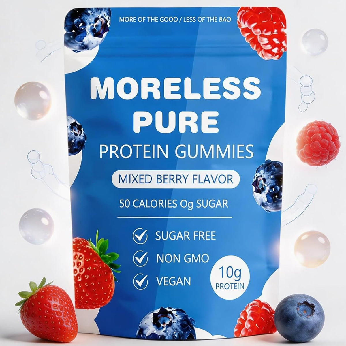 MORELESS front packaging showing jar and brand clarity benefit
