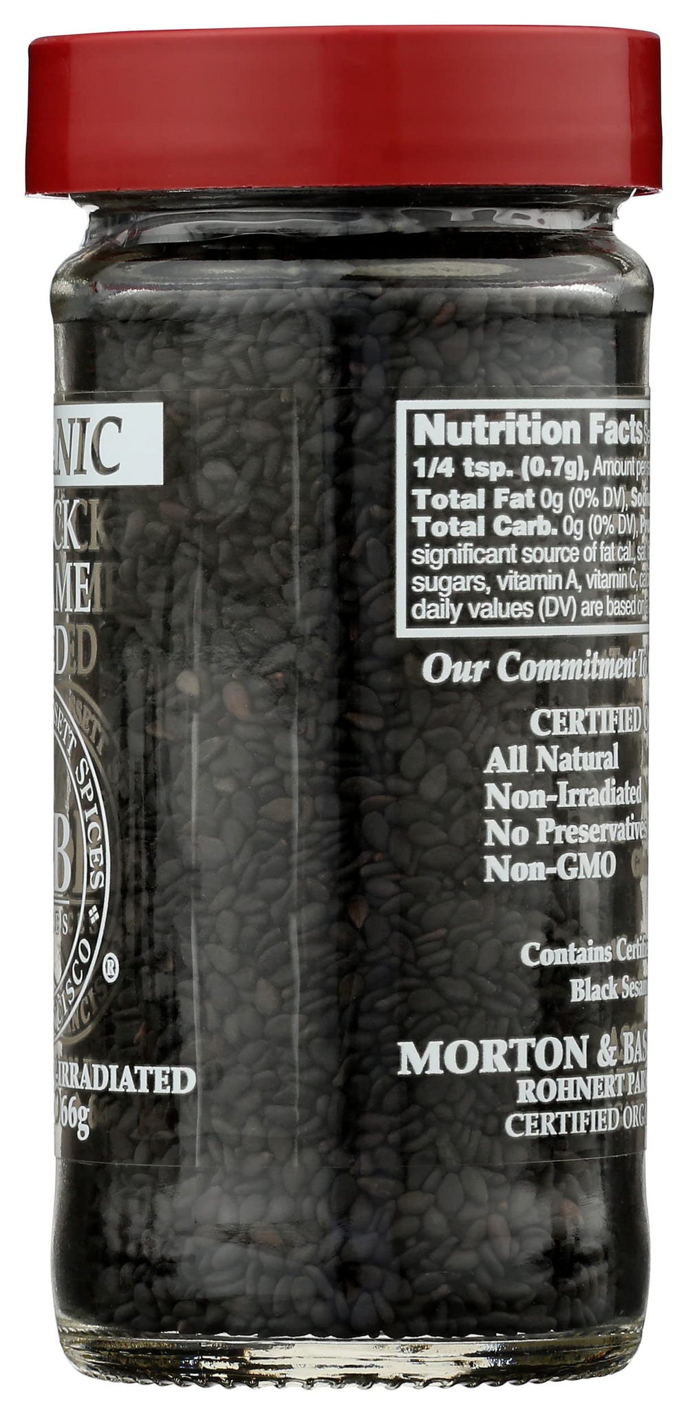 Slices of bread topped with Morton & Bassett black sesame seeds for visual contrast