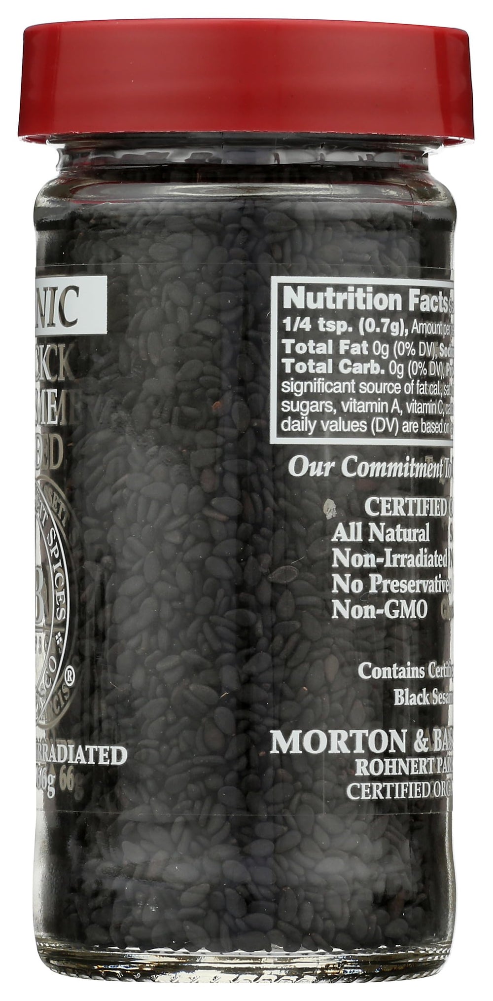 Morton & Bassett jar beside a teaspoon for size and portion comparison convenience