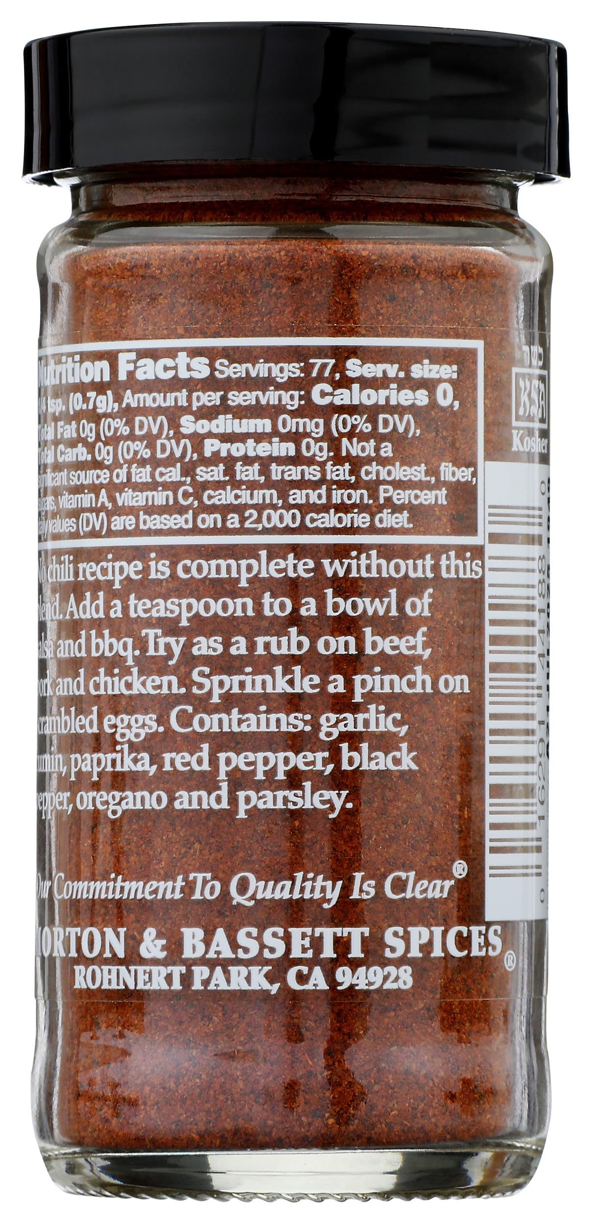 Morton & Bassett label closeup highlighting salt-free and non-GMO claims for confident selection