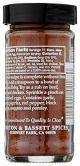 Morton & Bassett label closeup highlighting salt-free and non-GMO claims for confident selection