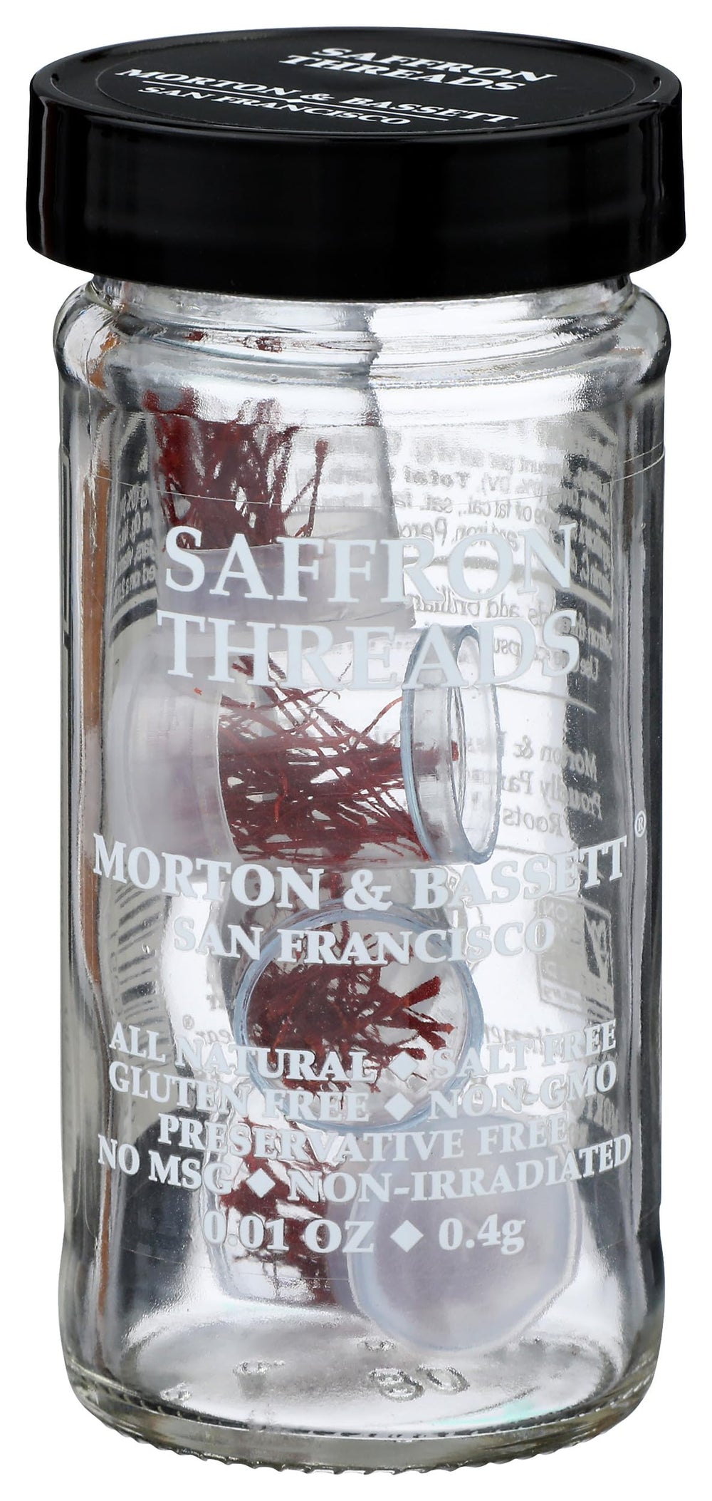 Morton & Bassett jar front view showing saffron threads and clean-label packaging benefit