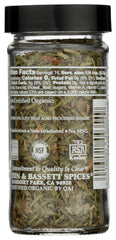 Close-up of Morton & Bassett label displaying organic certification and product name