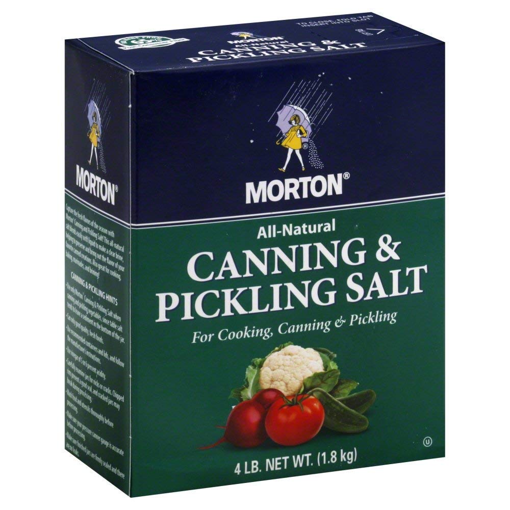 Morton canning and pickling salt front packaging showing three 4 lb boxes and clear labeling for ease of stocking