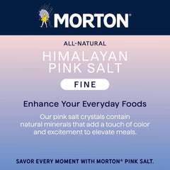 Morton pink salt next to measuring spoon showing 17.6 oz scale and portion clarity benefit