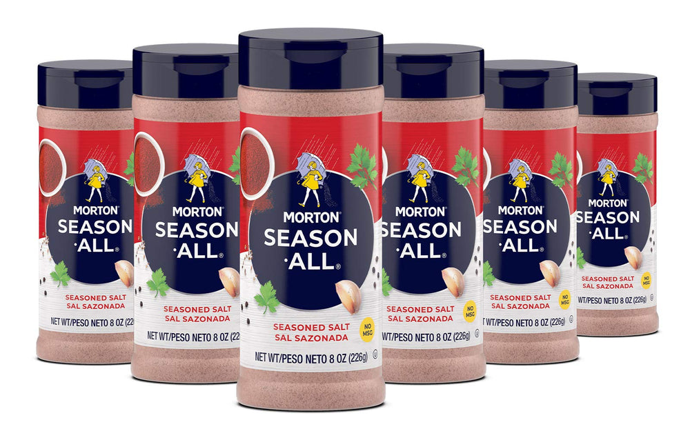 Morton Season front label showing seasoning jar and balanced spice blend benefit