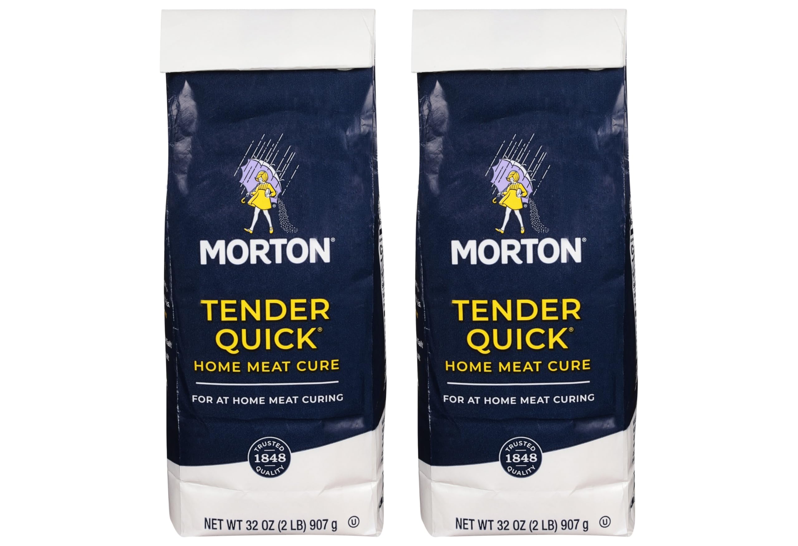 Morton Tenderquick front packaging showing two 2 lb bags and clear use benefit