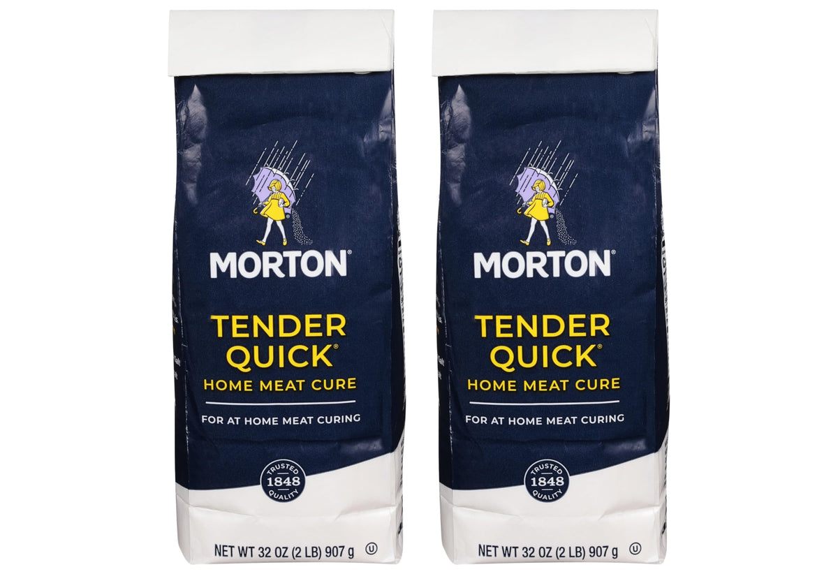 Morton Tenderquick front packaging showing two 2 lb bags and clear use benefit