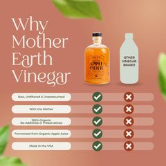 Mother Earth Vinegar label detail showing organic and Kosher certifications for trusted quality