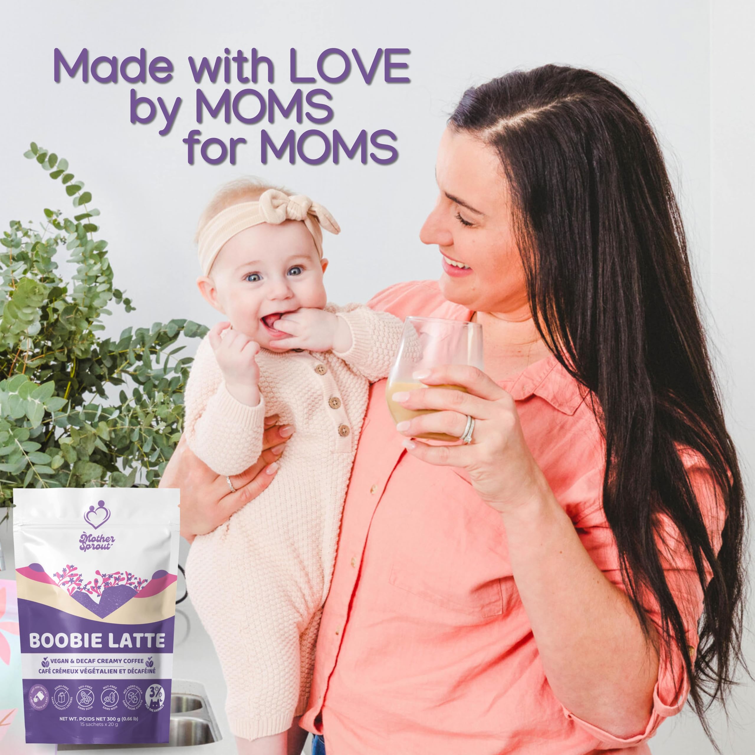 Mother Sprout used by a nursing parent enjoying a quick latte break