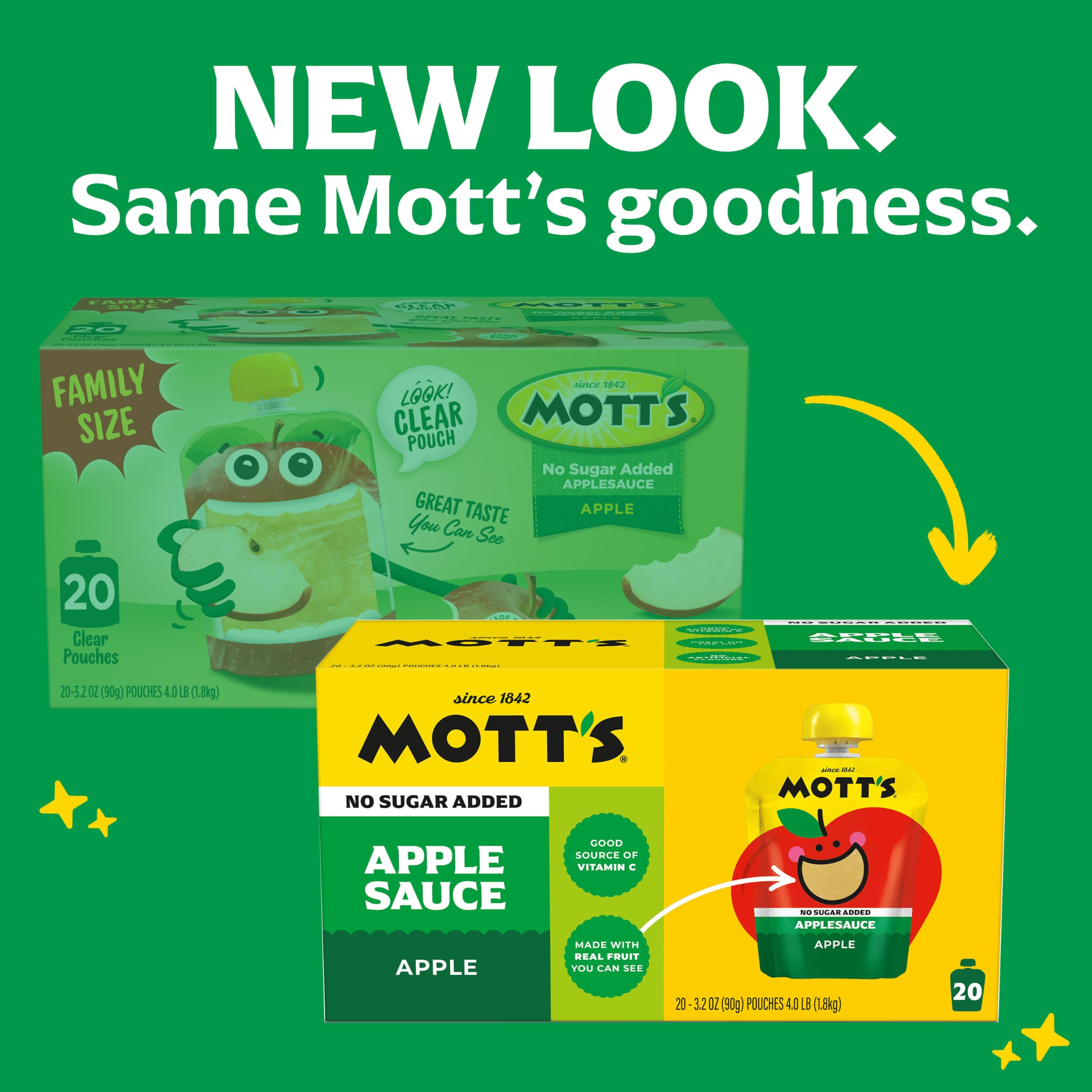 Mott's clear 3.2 oz pouch close-up highlighting ready-to-eat convenience