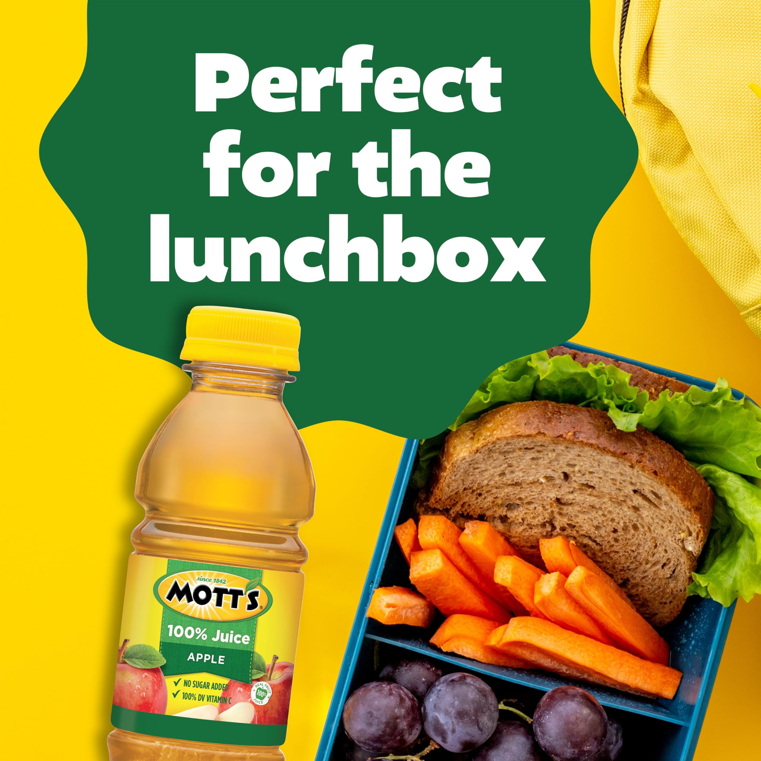 Mott's bottles on a fridge shelf ready for quick chilled serving