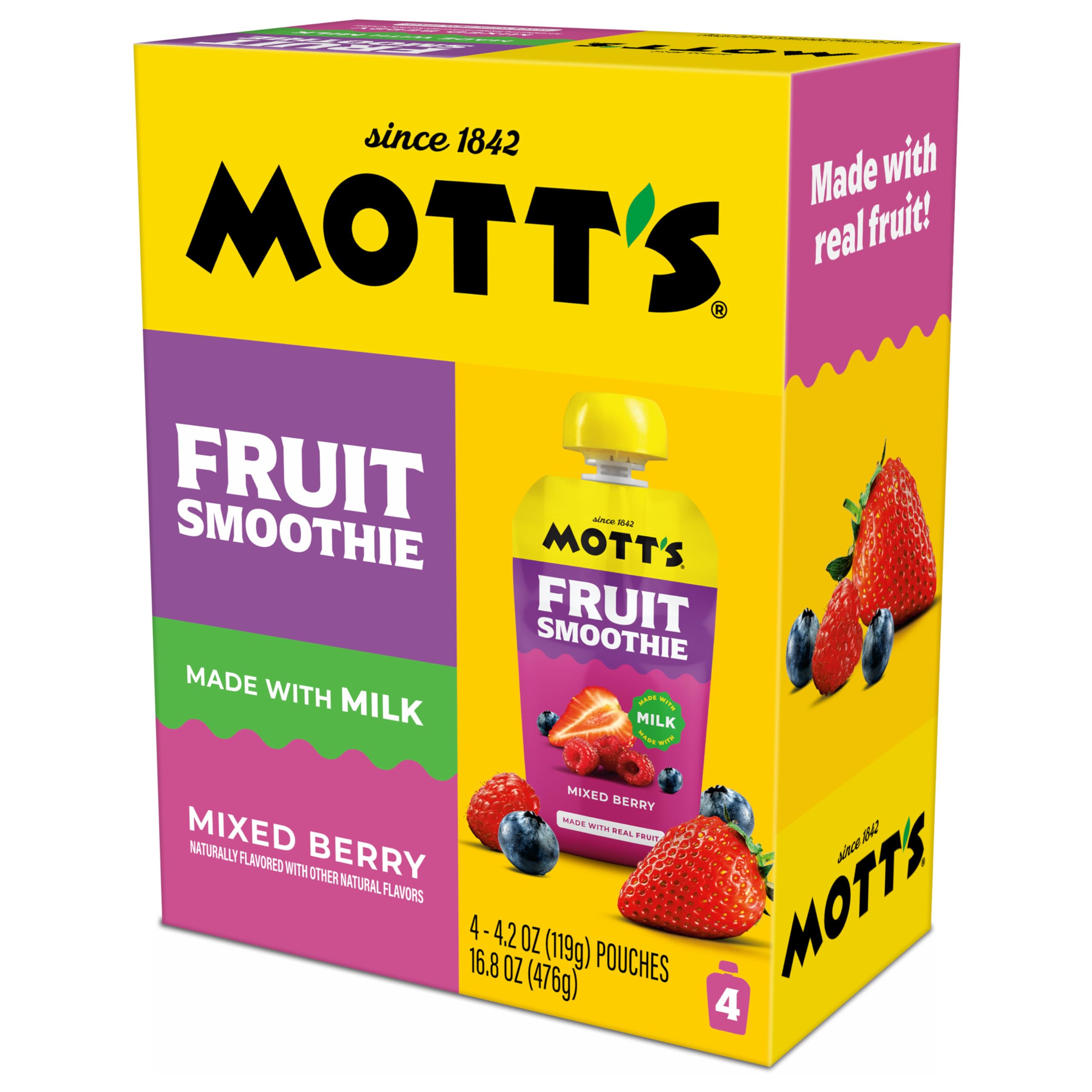 Back-of-package ingredient panel of Mott's showing real fruit and milk ingredients for transparency