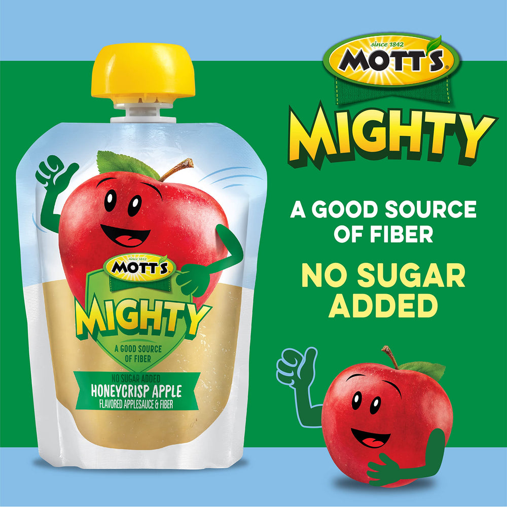Mott's pouch inside a child's lunchbox for portable snack convenience
