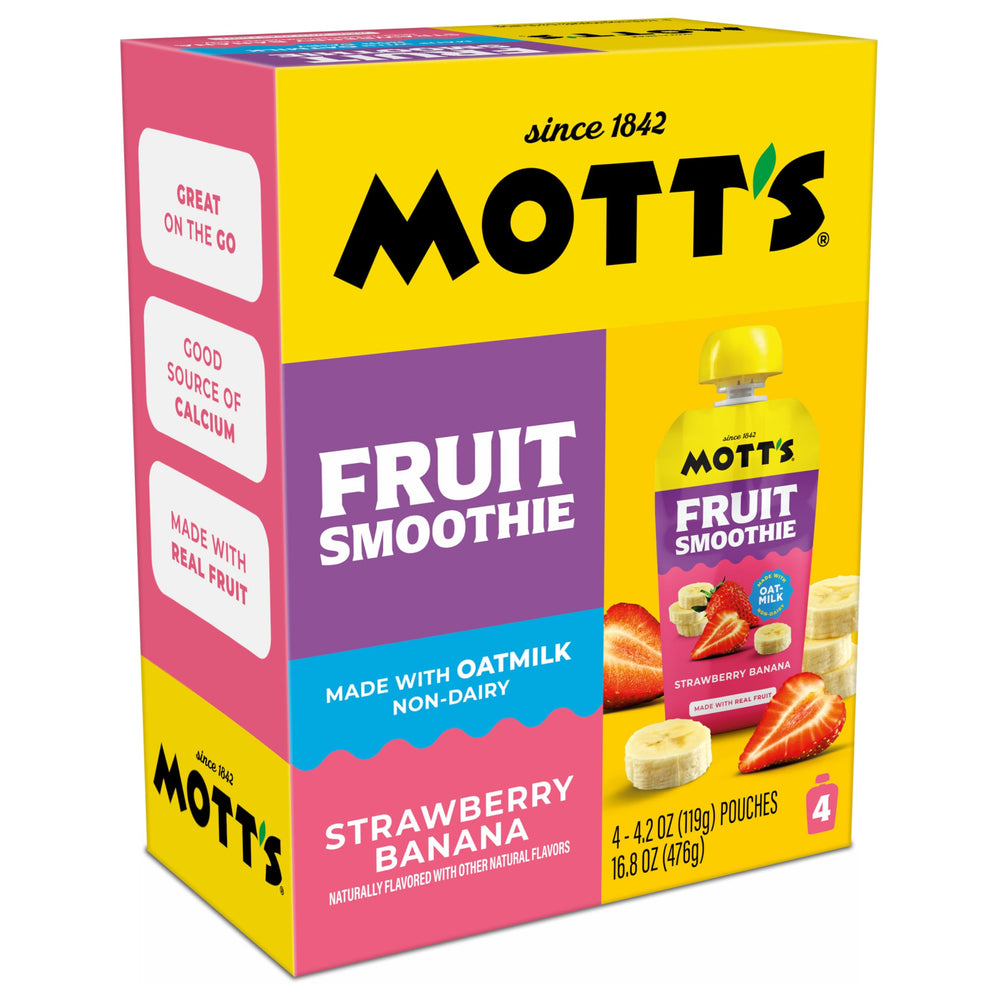 Mott’s 24-count pouches arranged to show bulk pack and pantry-ready convenience benefit