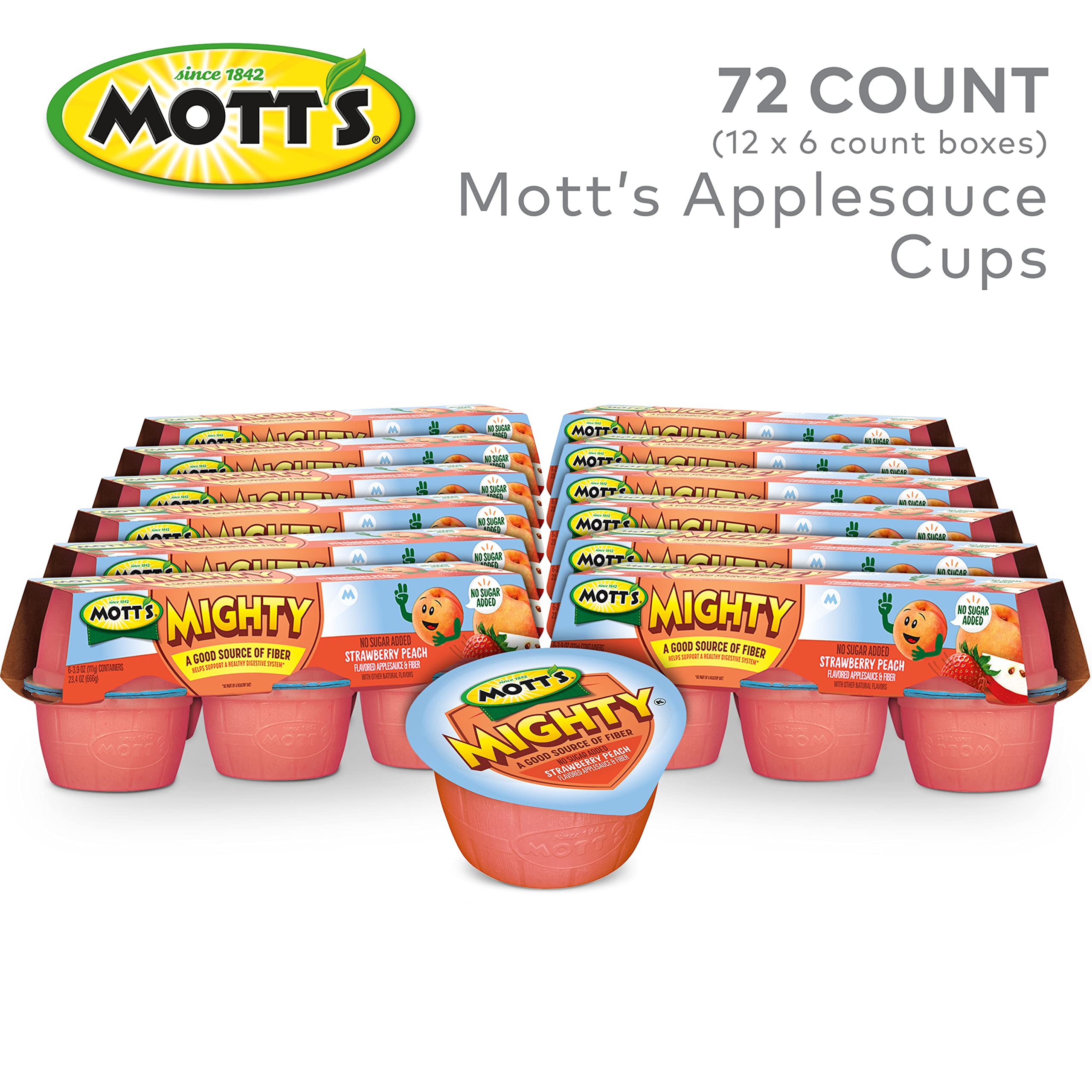 Mott's open cup close-up showing smooth applesauce texture and real fruit appeal